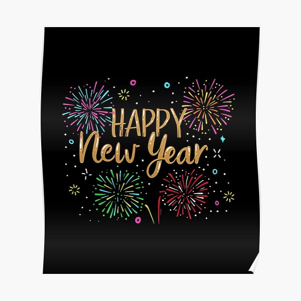Happy New Year Holiday Fireworks Celebration Gift Poster
