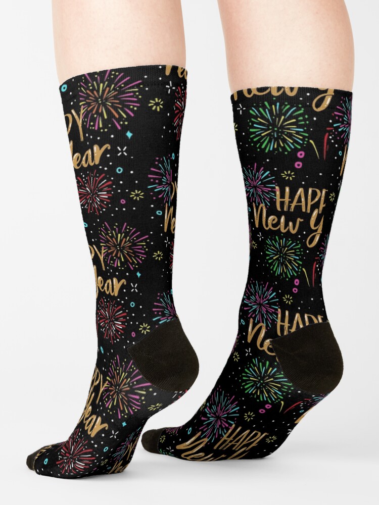 Thumbnail 4 of 5, Socks, Happy New Year Holiday Fireworks Celebration Gift designed and sold by haselshirt.