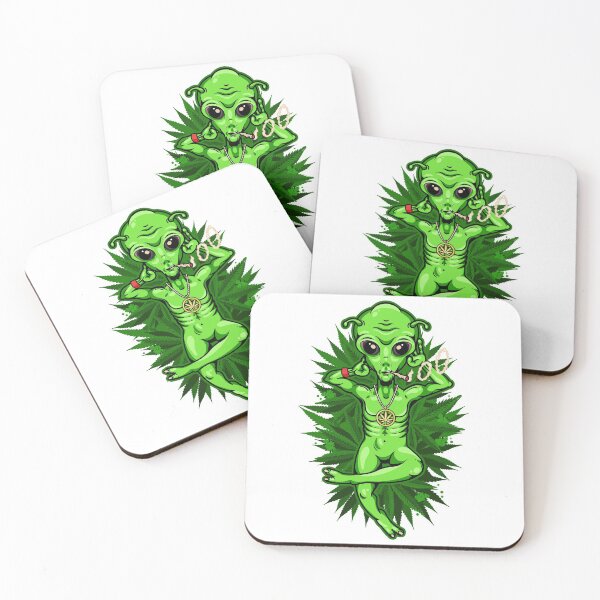 Item preview, Alien with Jamb Chilling on the Cannabis Field. Alien Smoking Weed Poster. Vector Illustration. designed and sold by Moloko88.