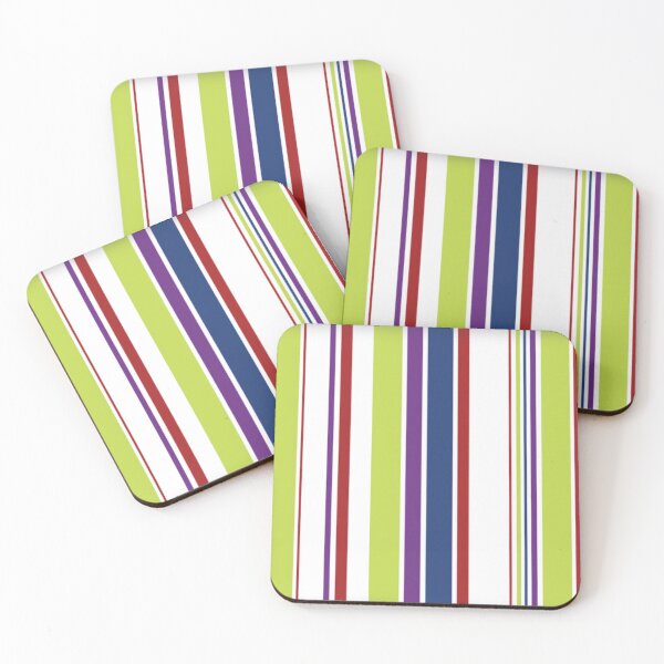 Item preview, Vertical Stripes Navy Blue, Lime Green, Red, White, Purple designed and sold by zanydoodles.
