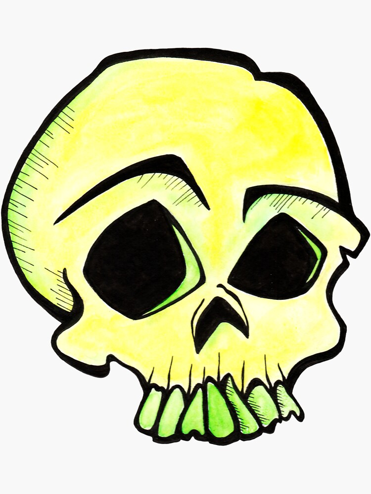 "Yellow skull" Sticker by klabukovay Redbubble
