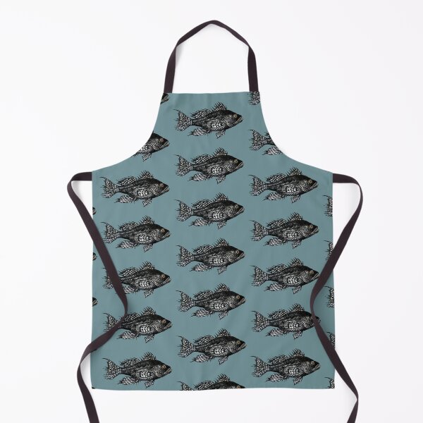 Item preview, Black Sea Bass Drawing in muted turquoise designed and sold by Michelebuttons.