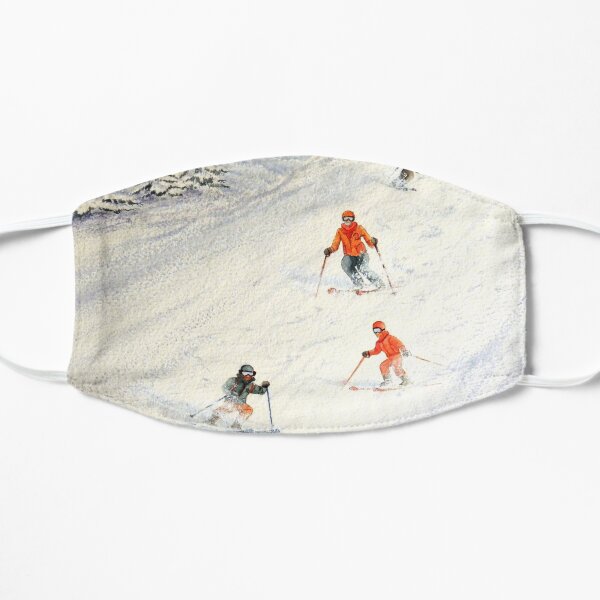 Skiing Family On The Slopes Flat Mask