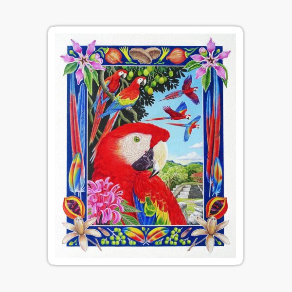Scarlet Macaws of Copan, Julia Page Sticker