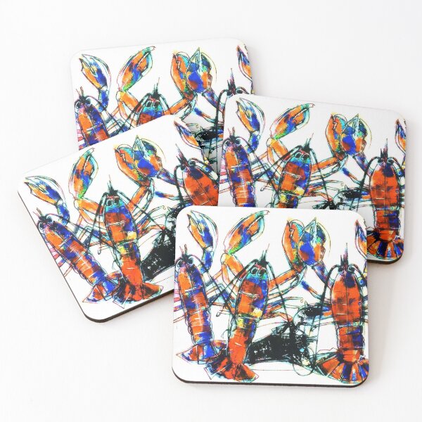 Item preview, Lobster Pop Art Urban Seafood Mr. Krabs Modern Art Orange Blue Crayfish Funky designed and sold by ExquisiteShots.