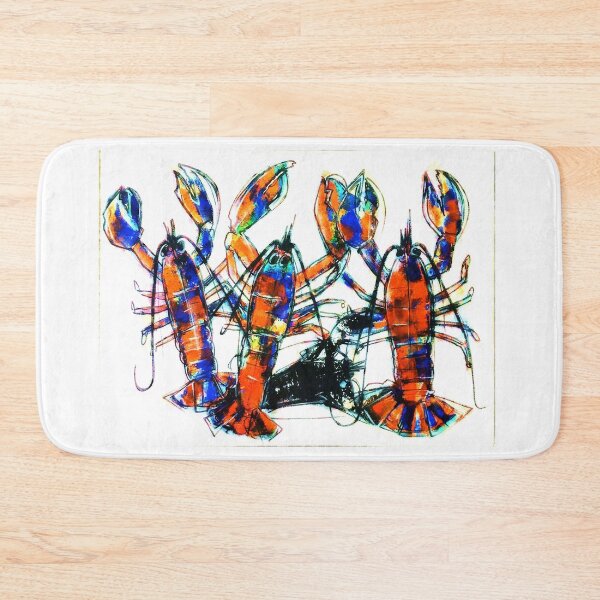 Item preview, Lobster Pop Art Urban Seafood Mr. Krabs Modern Art Orange Blue Crayfish Funky designed and sold by ExquisiteShots.