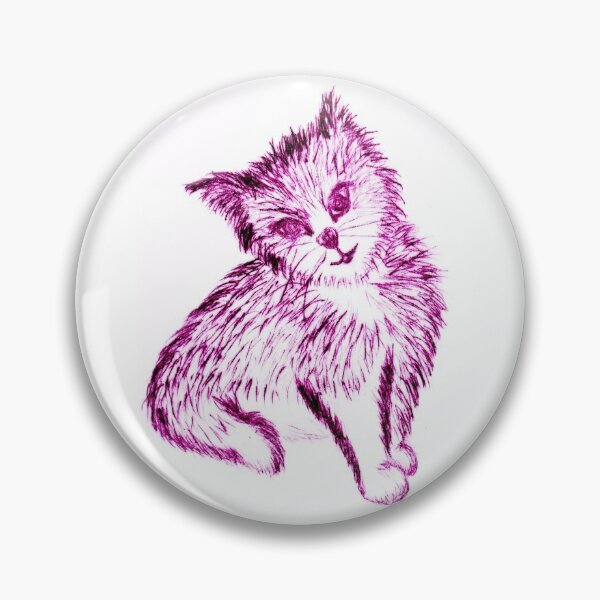 Item preview, Etched Print of Cute Purple Cat Drawing designed and sold by Mitsy Art.