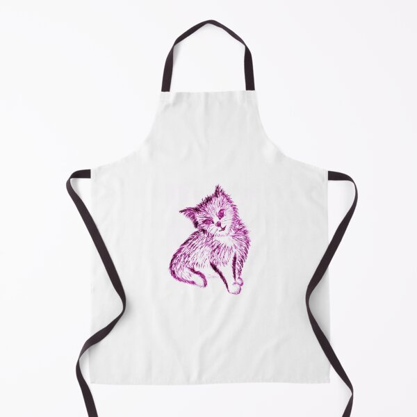 Item preview, Etched Print of Cute Purple Cat Drawing designed and sold by Mitsy Art.