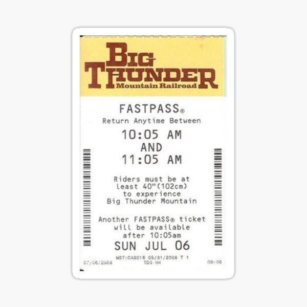 Big Thunder Mountain Fastpass Sticker