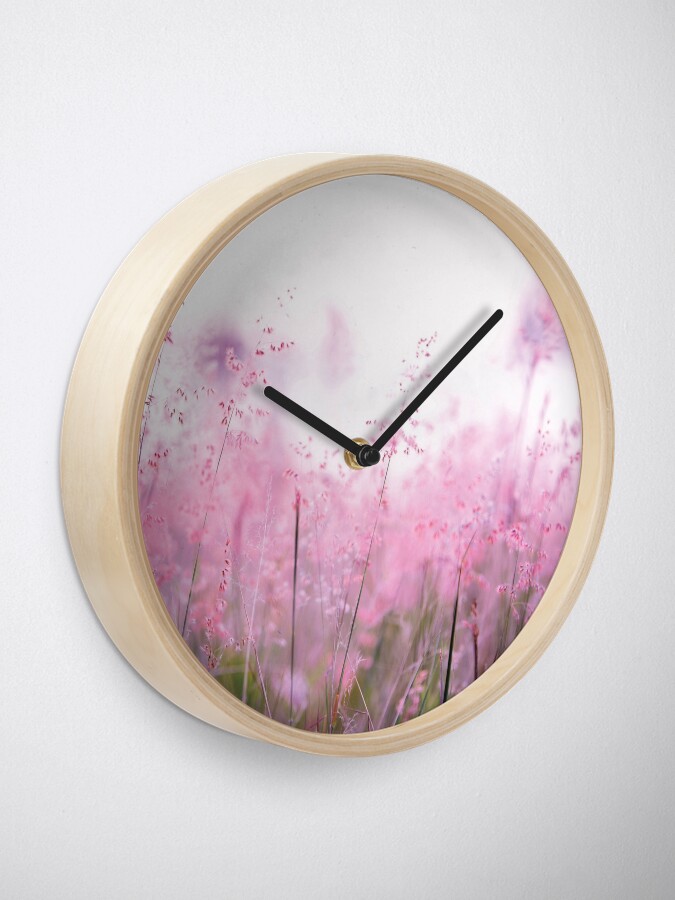Alternate view of Pink summer field Clock
