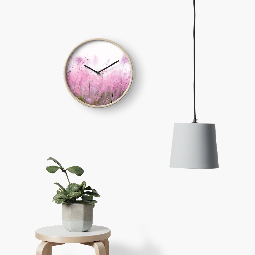 Pink summer field Clock