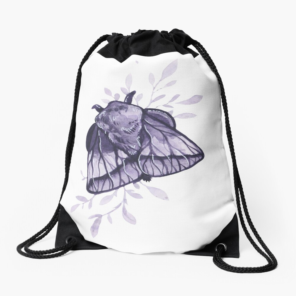 Amethyst Moth Drawstring Bag