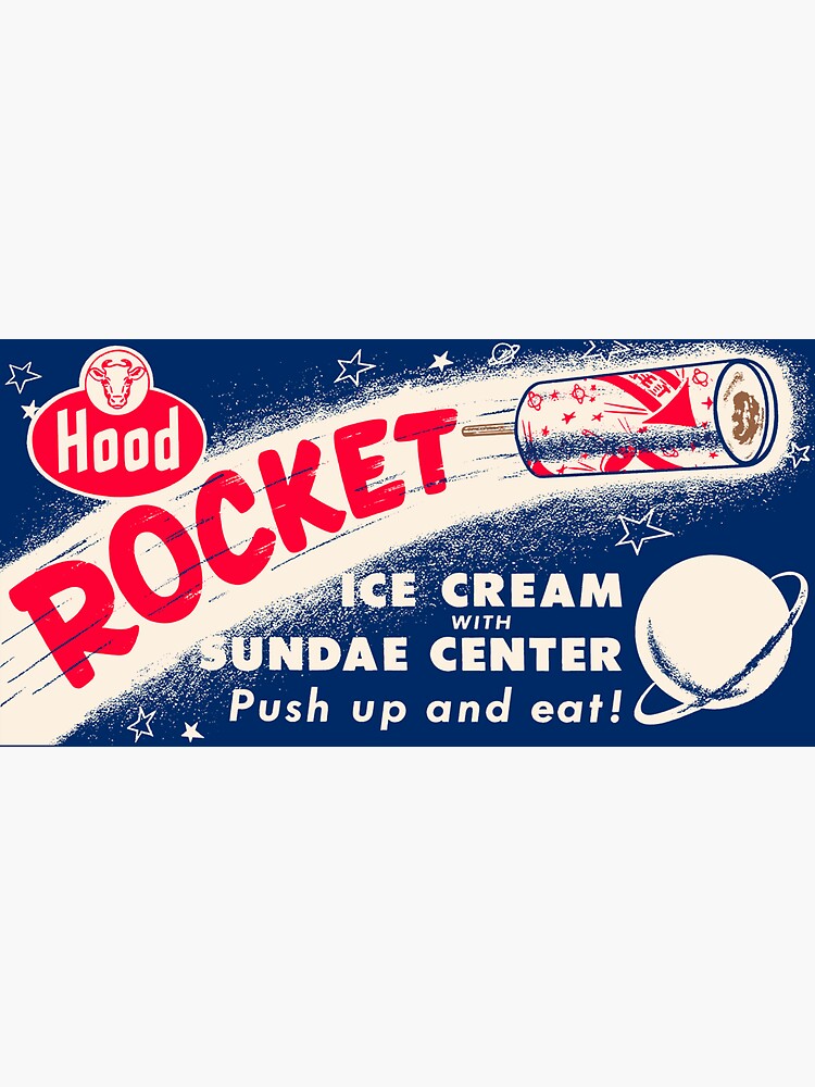 "ROCKET ICE CREAM with SUNDAE CENTER! WRAPPER" Sticker for Sale by