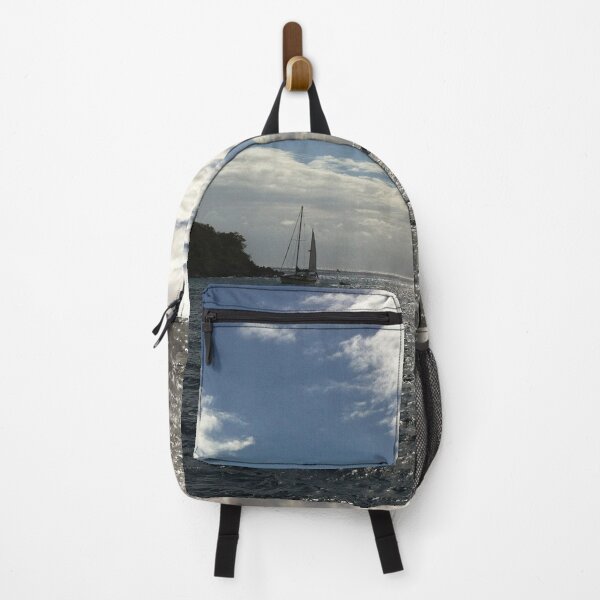Item preview, Sailboats silhouetted against the sky with puffy white clouds designed and sold by KarenZuk.