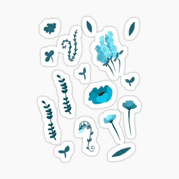 Botanicals - Blue&quot; Sticker for Sale by xalygatorx | Redbubble