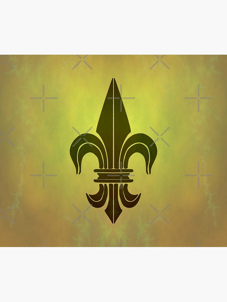 Artwork view, Black Fleur De Lis on Yellow designed and sold by SolarCross