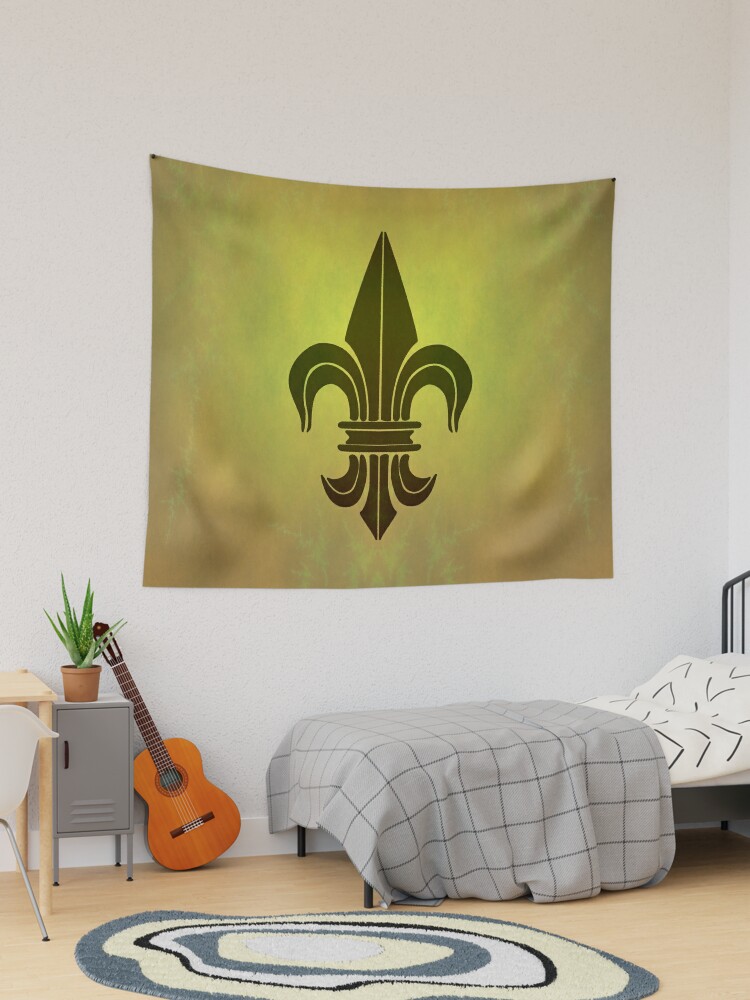 Tapestry, Black Fleur De Lis on Yellow designed and sold by SolarCross