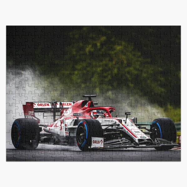 Kimi Raikkonen racing in the wet during the 2020 Hungarian Grand Prix Jigsaw Puzzle