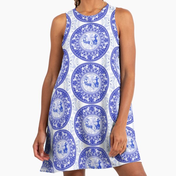 Egyptian Blue and White Ramses (SPODE INSPIRED)" A-Line Dress for Sale by  CRWPROD | Redbubble