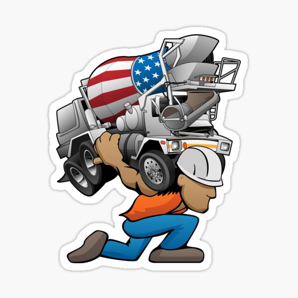 Cement Truck Mixer Cartoon Sticker