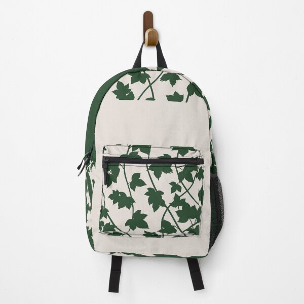 Item preview, Green leaf vines on beige chequered pattern designed and sold by patternsbymira.