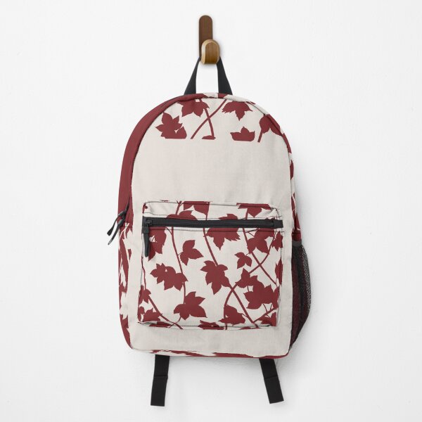 Item preview, Red leaf vines on beige chequered pattern designed and sold by patternsbymira.