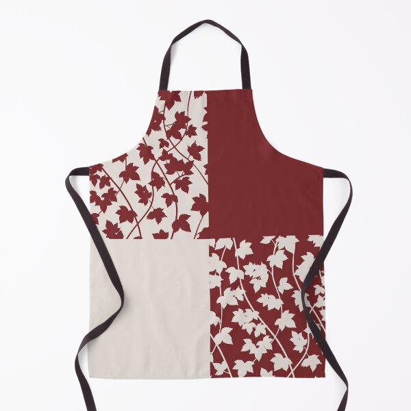 Item preview, Red leaf vines on beige chequered pattern designed and sold by patternsbymira.