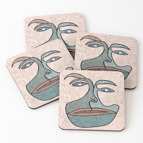 Item preview, Green Face design on a light rose background. decorating, interiors designed and sold by jayne0524.