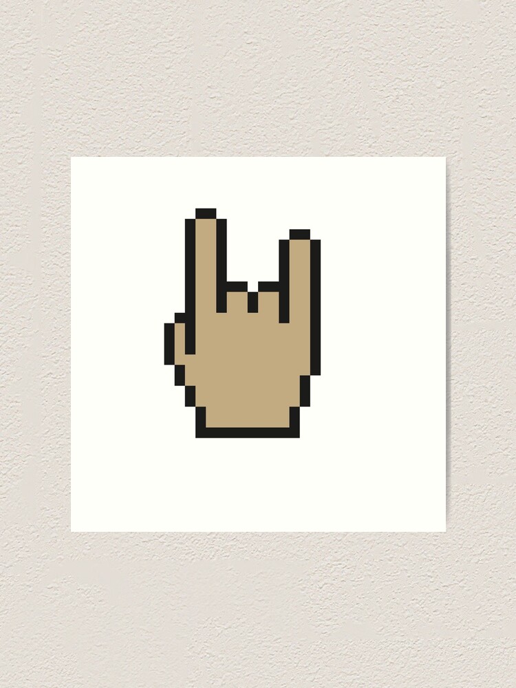 "Hand heavy metal Pixel art" Art Print by FirstRadiant | Redbubble