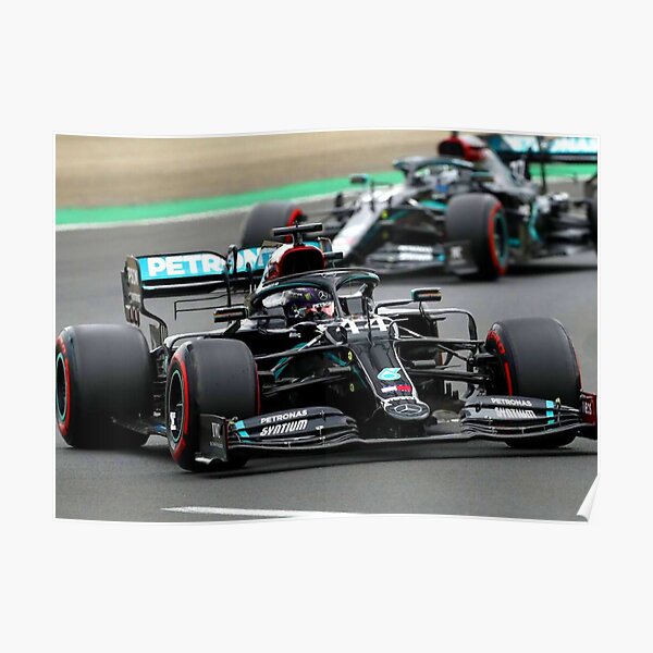 Lewis Hamilton in front of Valtteri Bottas during the 2020 Hungarian Grand Prix Poster