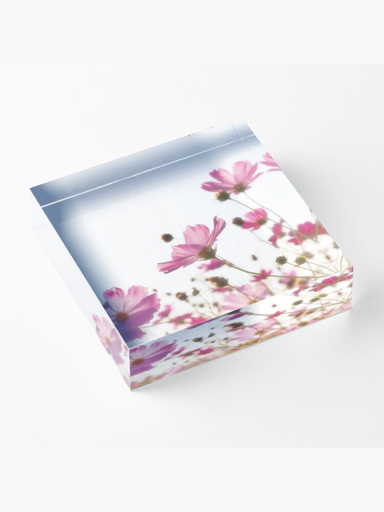 Alternate view of Pink flowers Acrylic Block