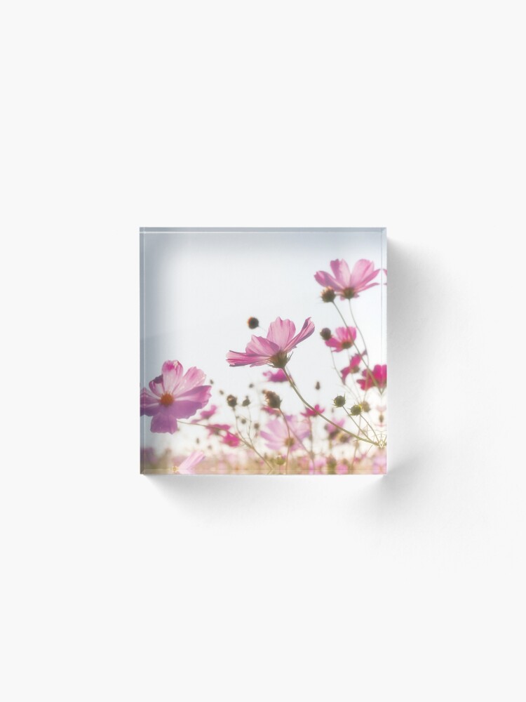 Alternate view of Pink flowers Acrylic Block