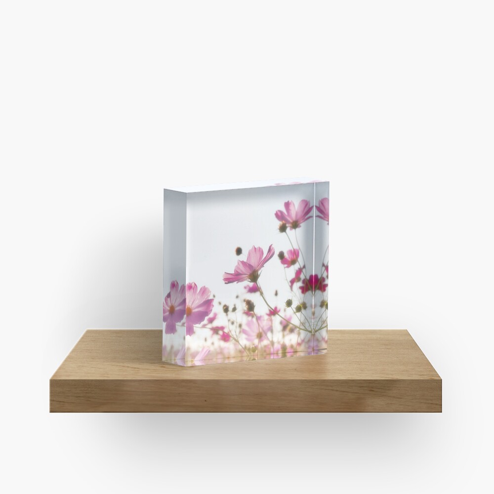 Pink flowers Acrylic Block