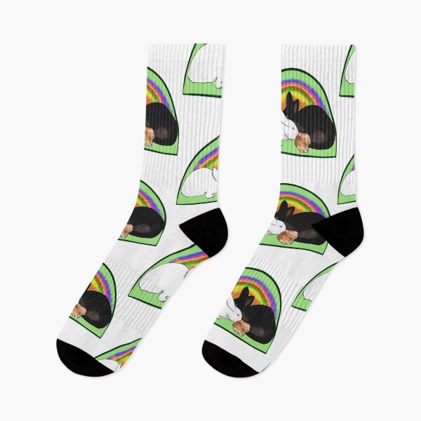 Item preview, Cute bunny rabbit family, mama, papa and baby, albino, black and ginger bunnies with a rainbow tie die background designed and sold by Artonmytee.