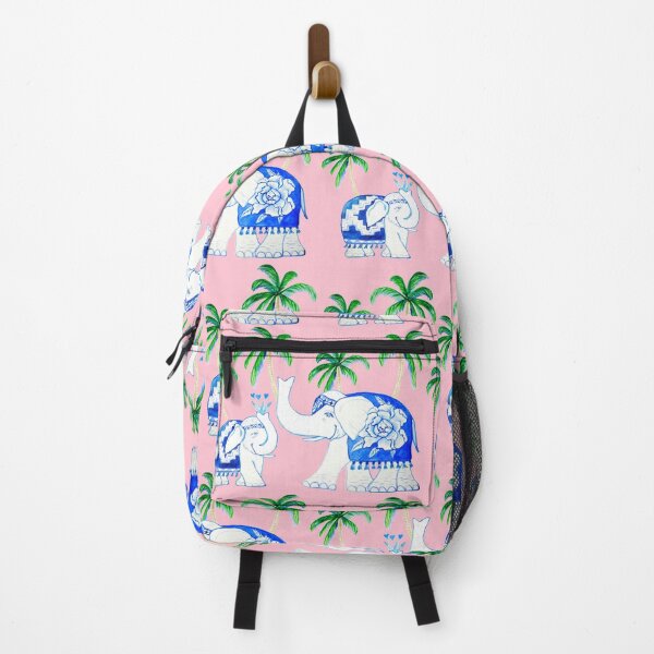 Item preview, Chinoiserie elephants with palms on pink designed and sold by MagentaRose.