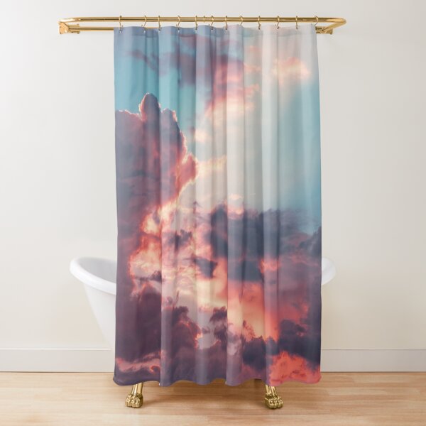 Blue sky, pink clouds Shower Curtain