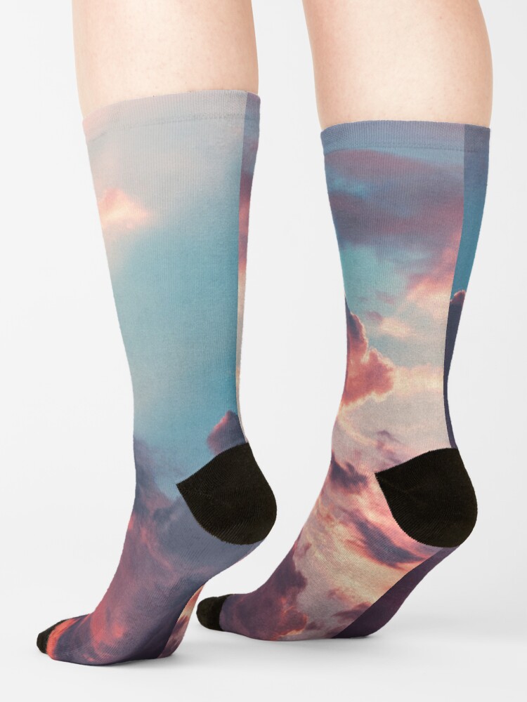 Alternate view of Blue sky, pink clouds Socks