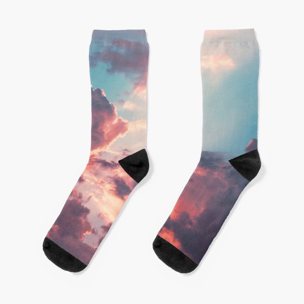 Blue sky, pink clouds Socks