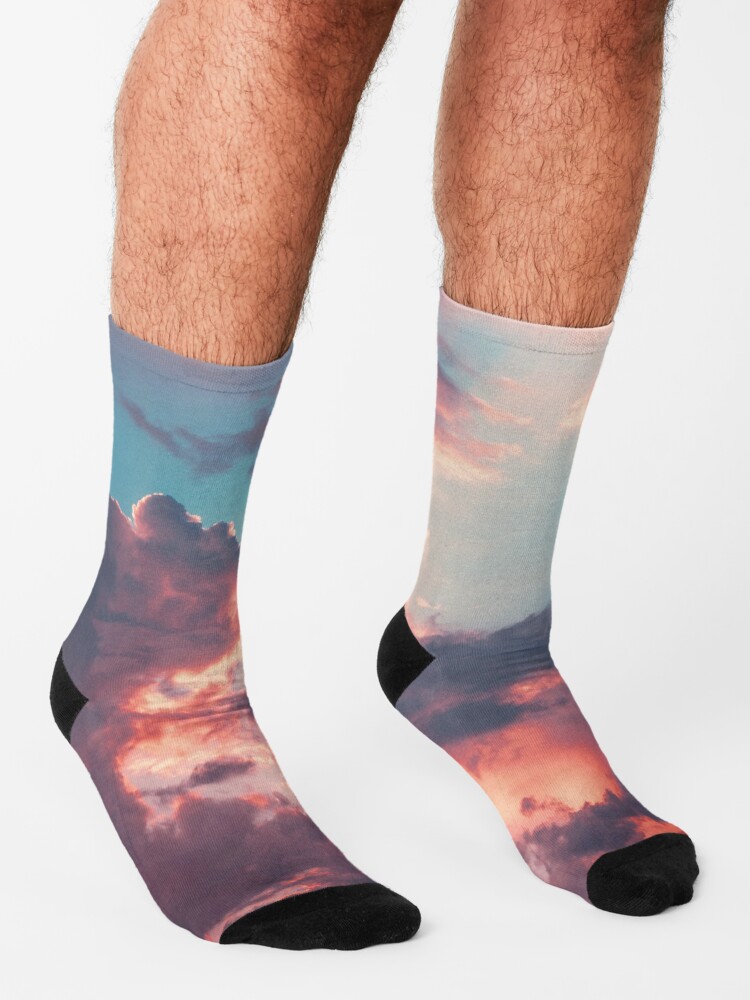 Alternate view of Blue sky, pink clouds Socks