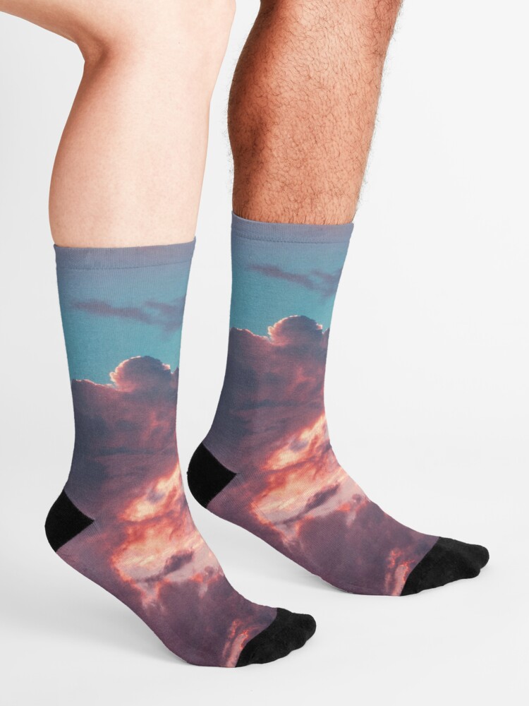 Alternate view of Blue sky, pink clouds Socks