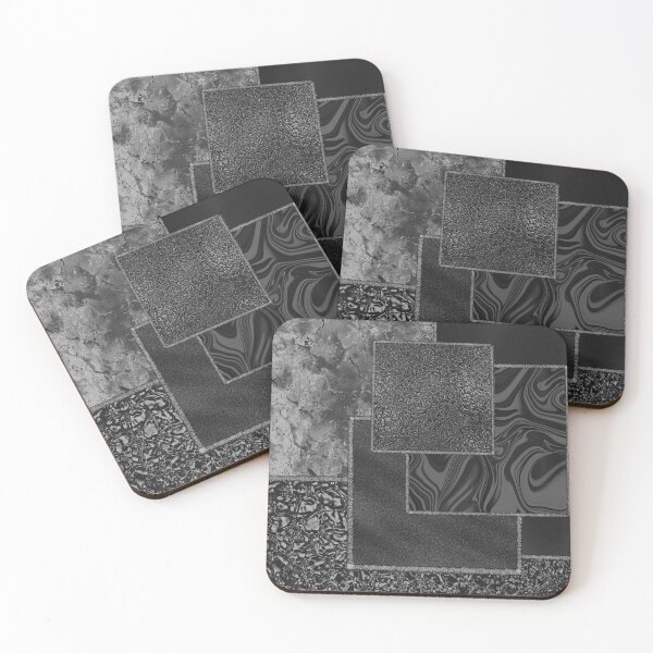 Item preview, Silver & Hematite Metallic Marble Squares designed and sold by Lucky-Town-Art.