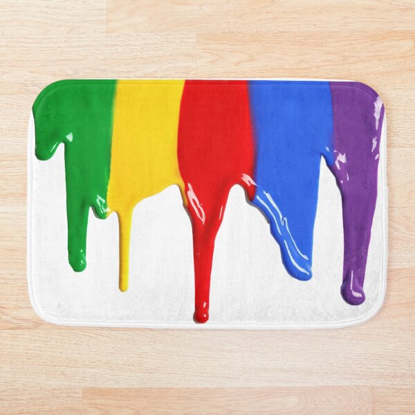Dripping Rainbow Paint Bath Mat