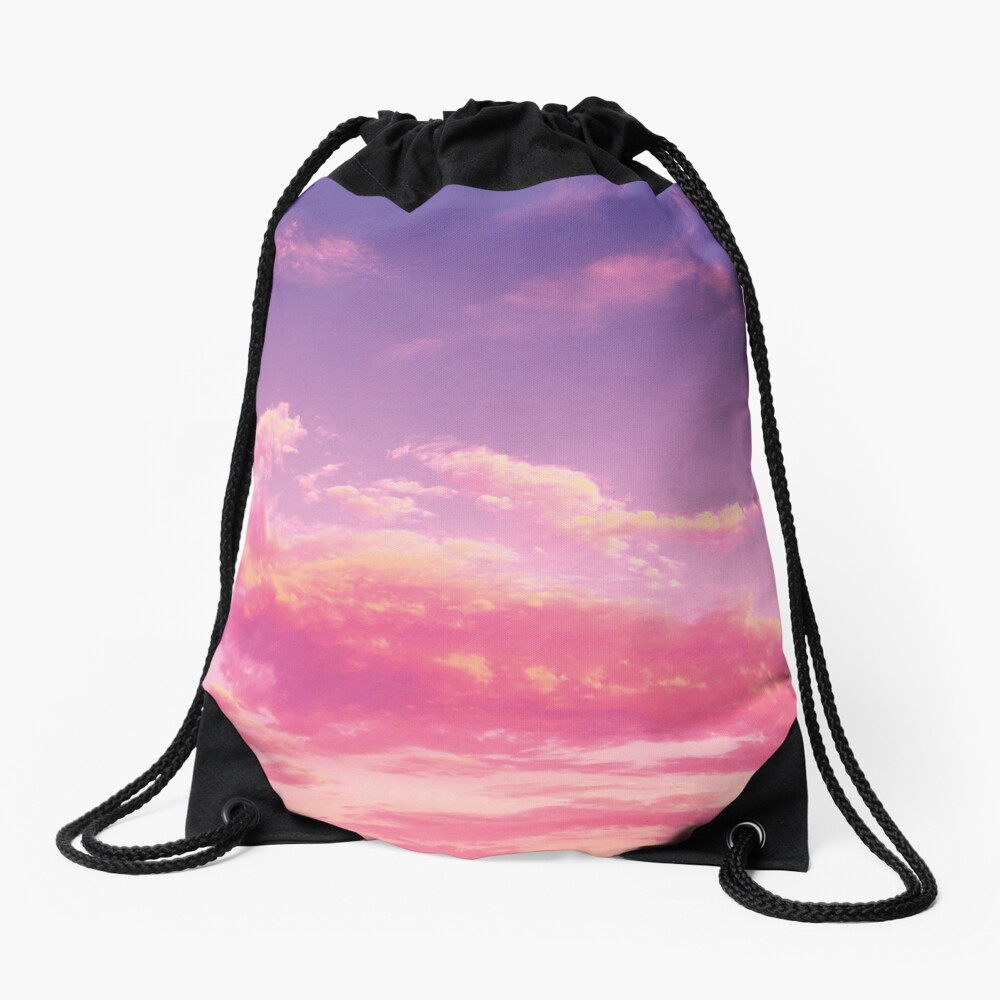 Purple sky, pink clouds Drawstring Bag