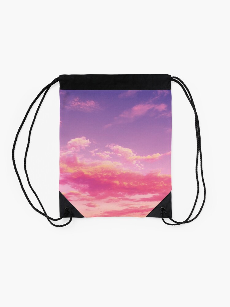 Alternate view of Purple sky, pink clouds Drawstring Bag
