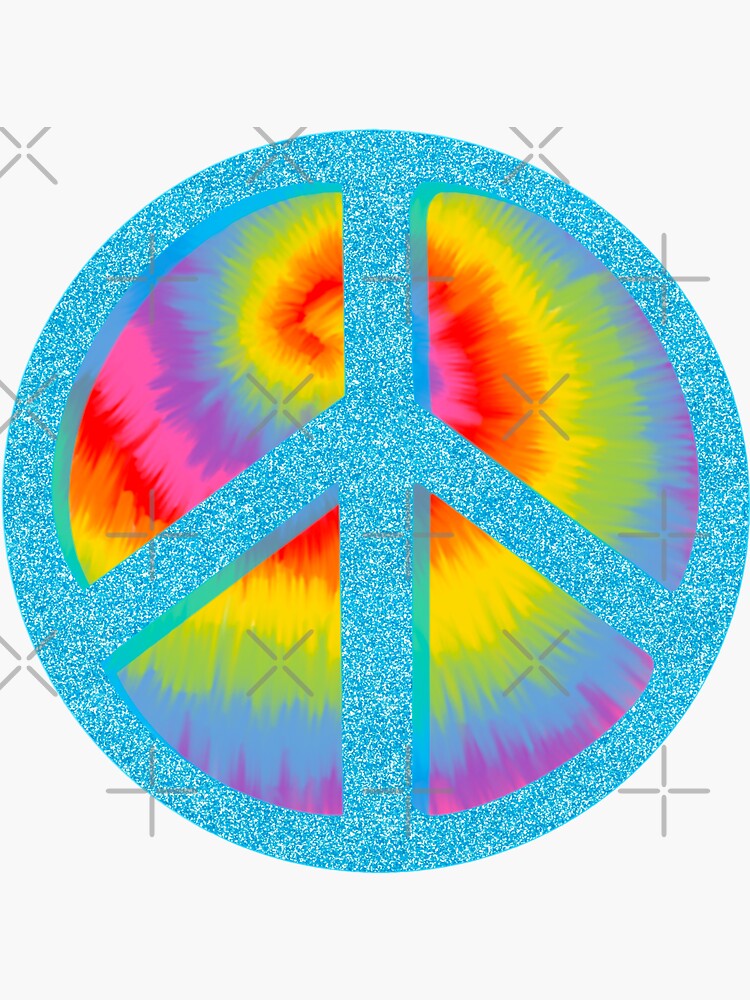 Glitter Rainbow Tie Dye Peace Sign Sticker For Sale By Glossypop Redbubble 