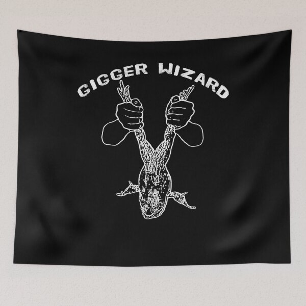 Item preview, A Frog Gigger Wizard holding a frog after the best night of gigging designed and sold by frankheights.