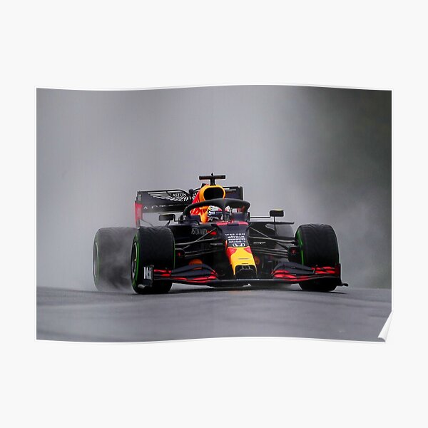 Max Verstappen making a spray during the 2020 Hungarian Grand Prix Poster