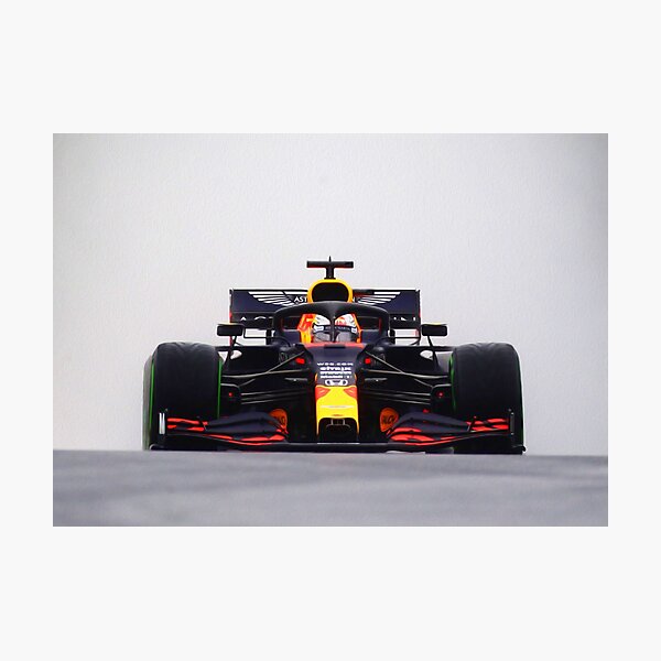Max Verstappen with spray from the front during the 2020 Hungarian Grand Prix zoomed in Photographic Print