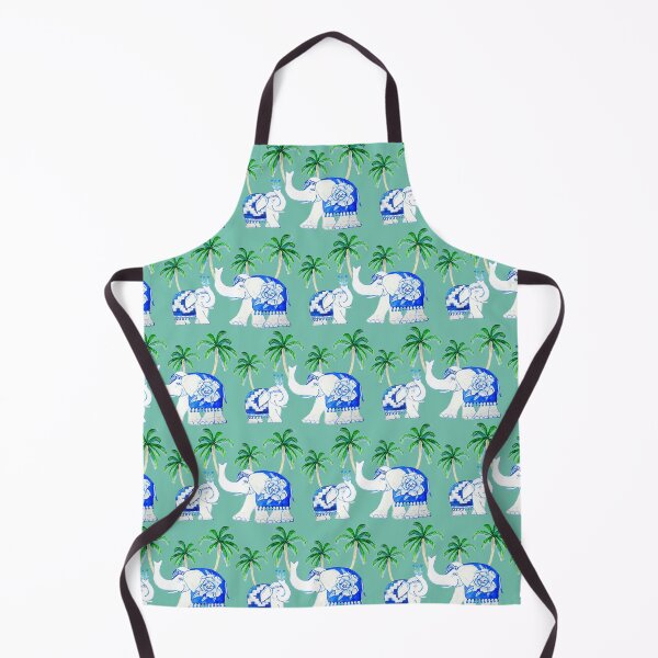 Item preview, Chinoiserie elephants on mint, blue and white porcelain elephants designed and sold by MagentaRose.