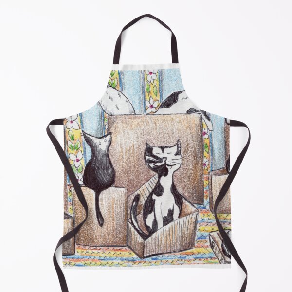 Item preview, Cats Love Boxes Black and White Cats Drawing designed and sold by Michelebuttons.